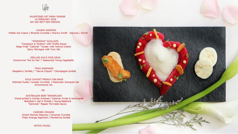 Valentine's Day Kuala Lumpur, Menus and Restaurants