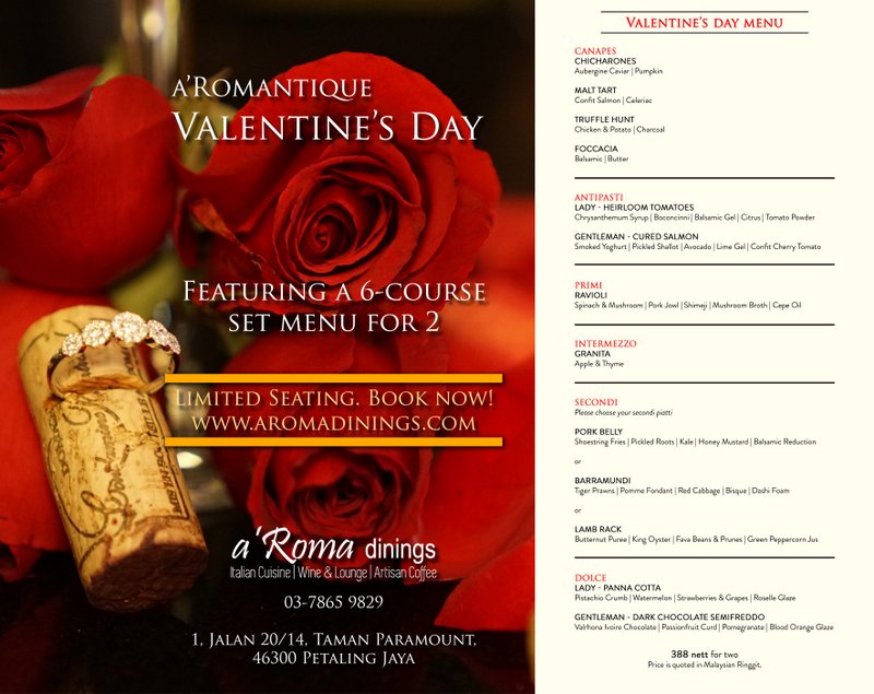 Valentine's Day Kuala Lumpur, Menus and Restaurants