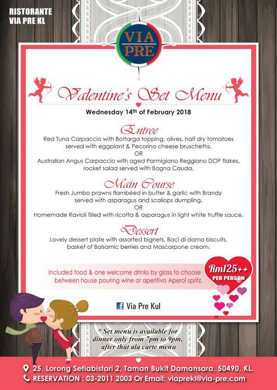 Valentine's Day Kuala Lumpur, Menus and Restaurants