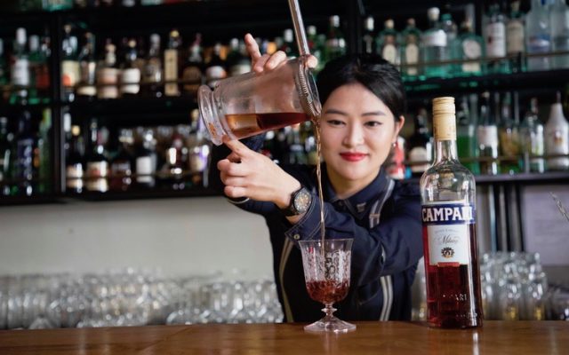 June Baek, bartender Court Martial Bar, Singapore