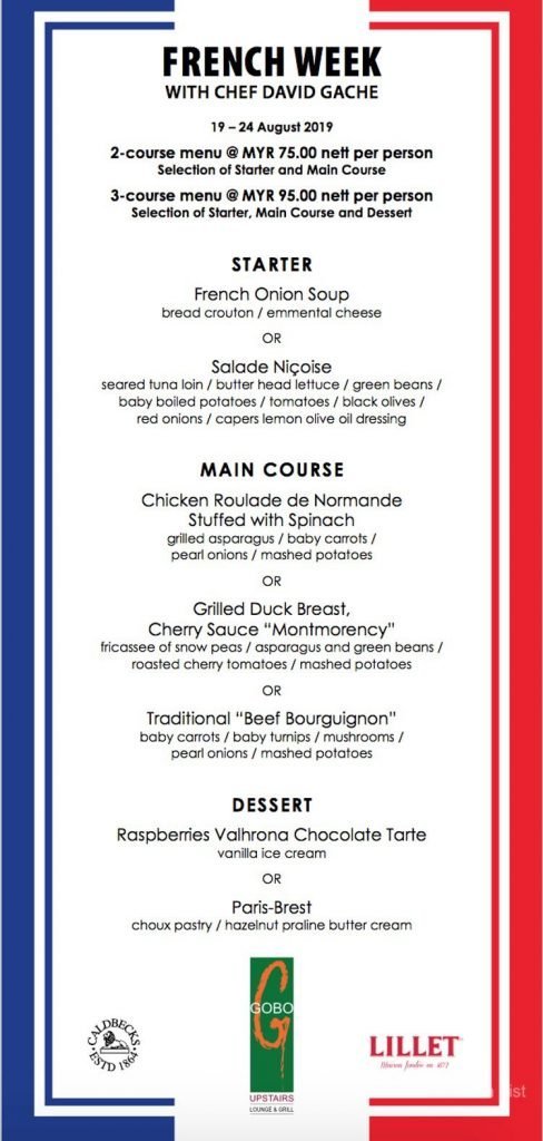 French Week Menu Traders KL