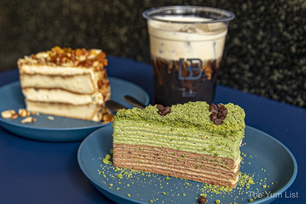 Brew & Bread Ampang Cafe Green Tea Chocolate Crepe & Almond Tiramisu