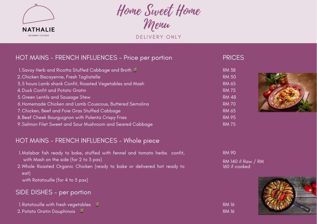 Nathalie Gourmet Delivery Menus