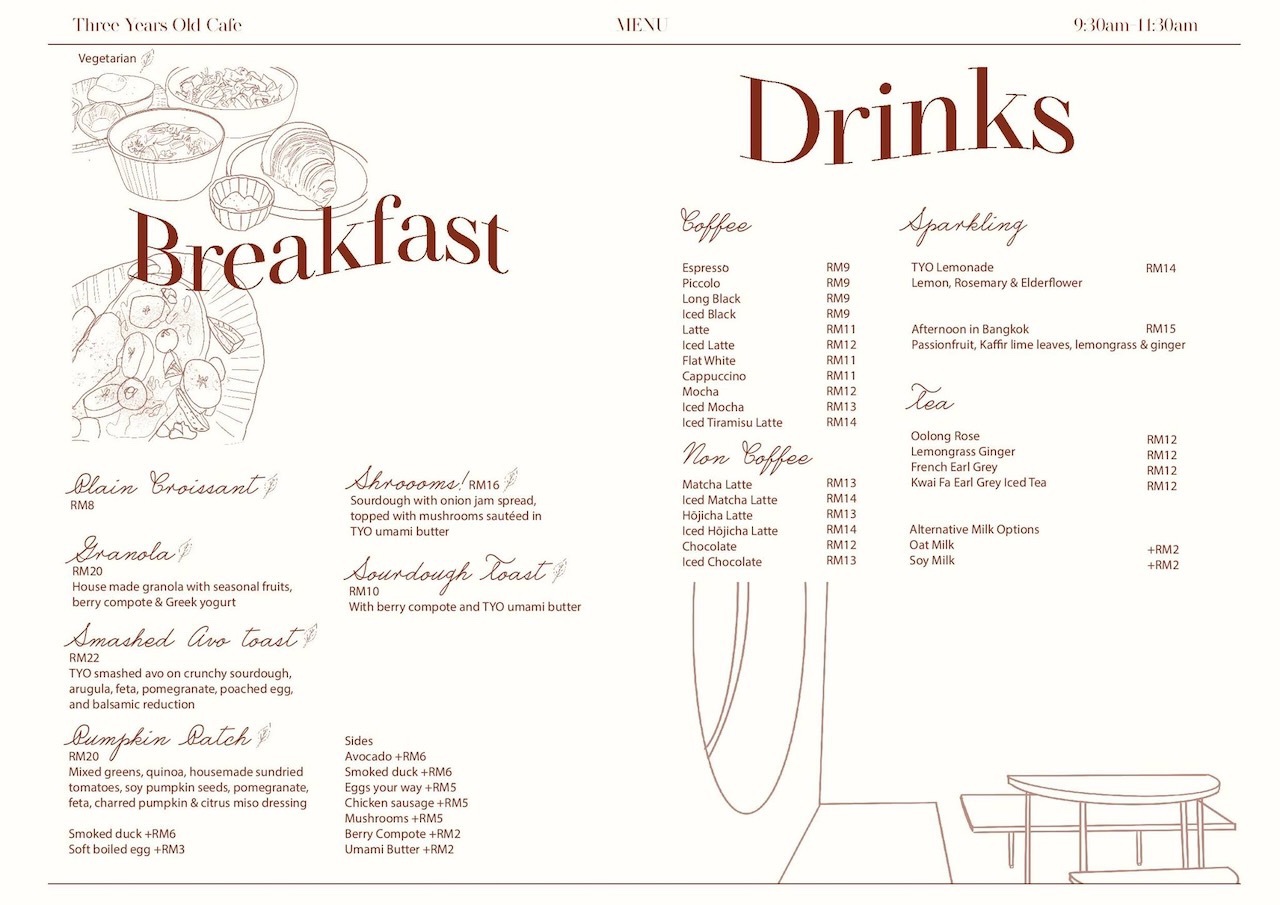 Three Year Old Cafe Menu & Prices