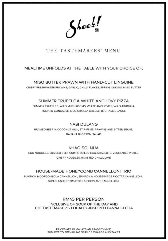 The Tastemakers' Menu Shook! The Starhill Dining