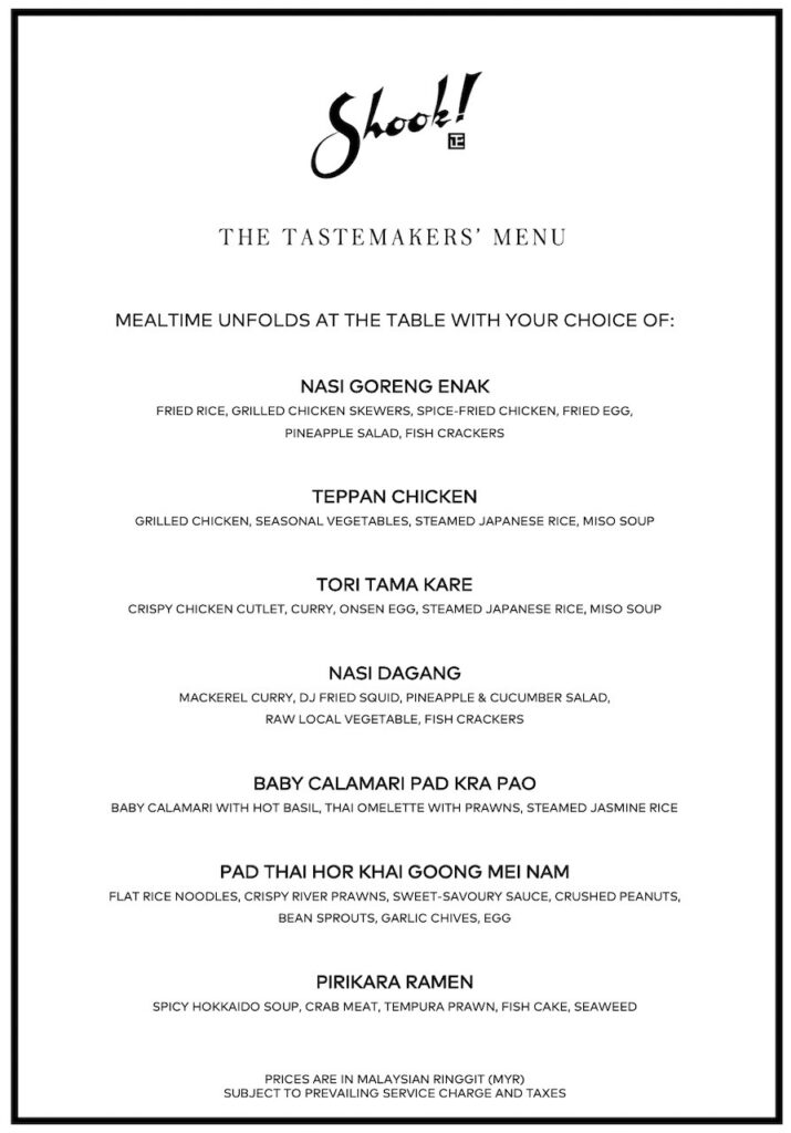 The Tastemakers' Menu Shook! The Starhill Dining