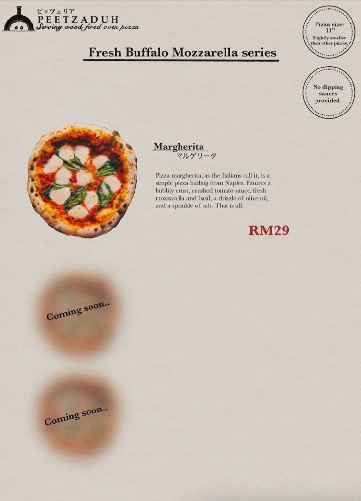 Peetzaduh Cheras Pizza Menu