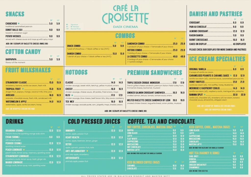 Café La Croisette Menu