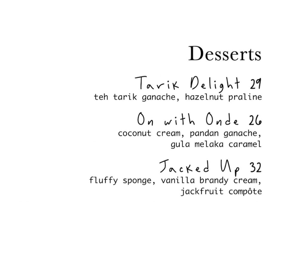 Dessert Menu