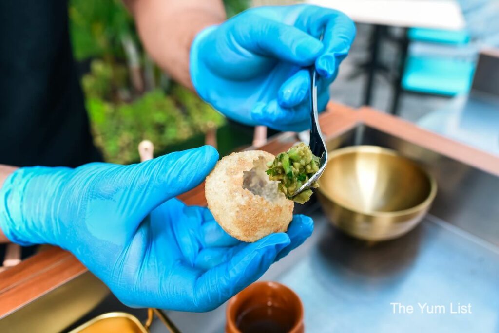 Indian Restaurant & Bar Rooftop Kuala Lumpur chef preparing Pani Puri