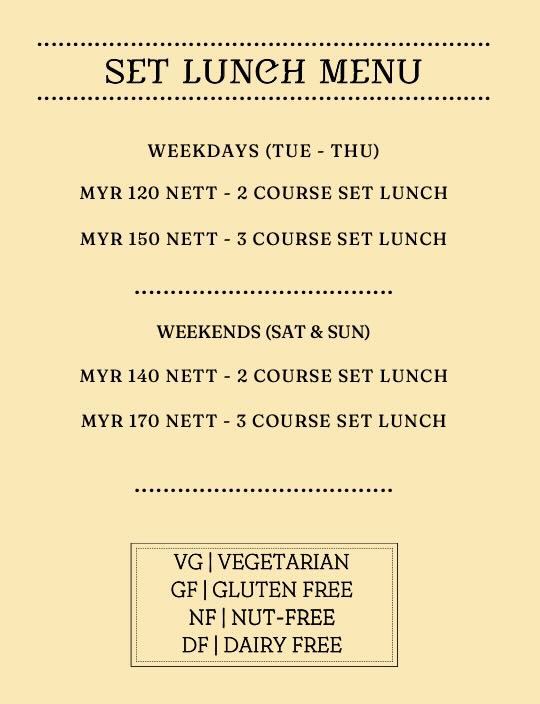 Set Lunch Prices KL