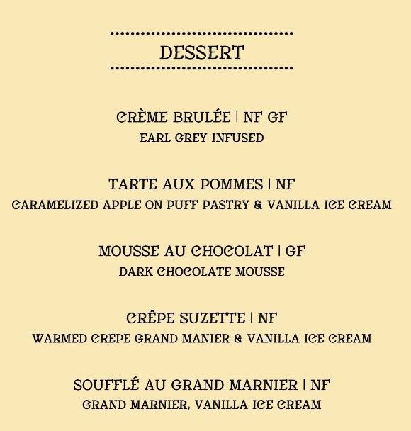 L'Atelier by Cilantro Dessert Menu