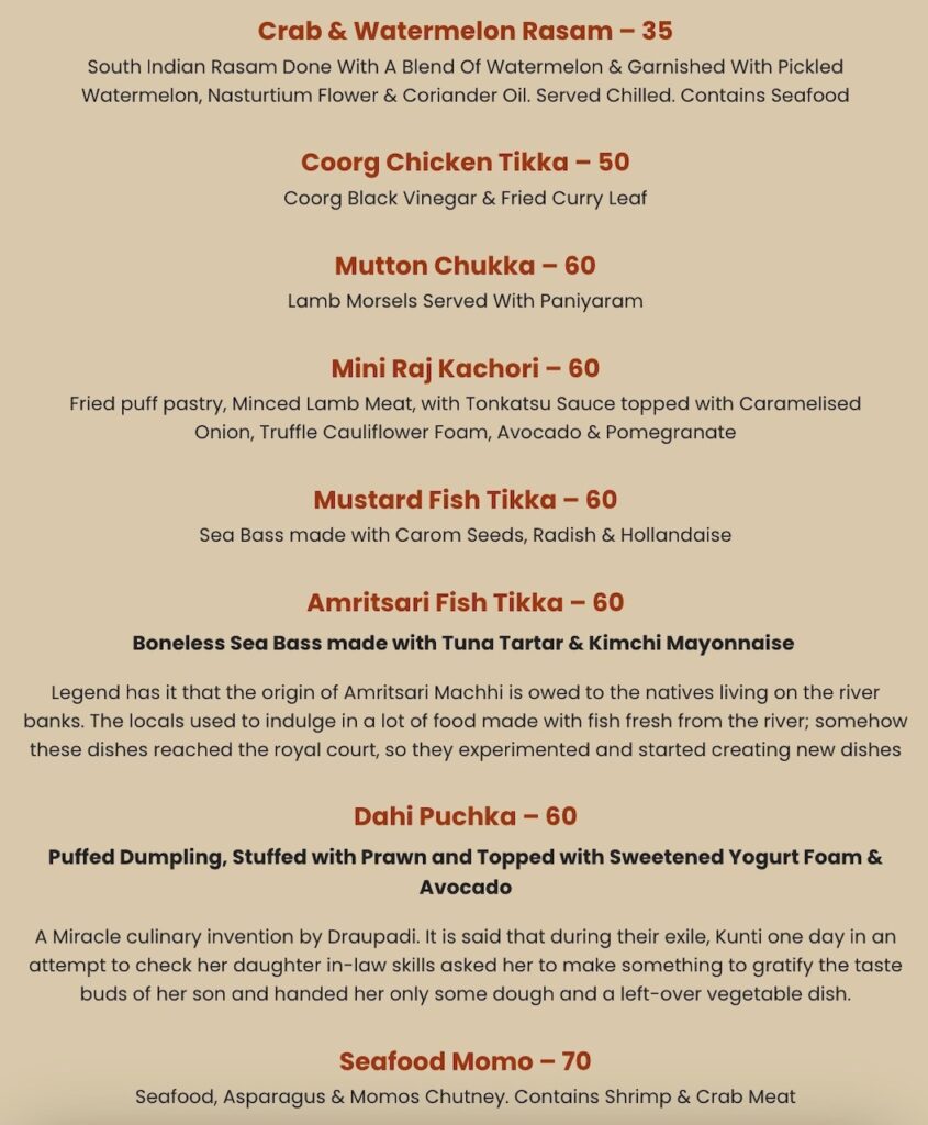 Le Mirch KL Menu & Prices Non-vegetarian Appetisers