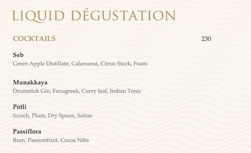 Liquid Degustation Menu
