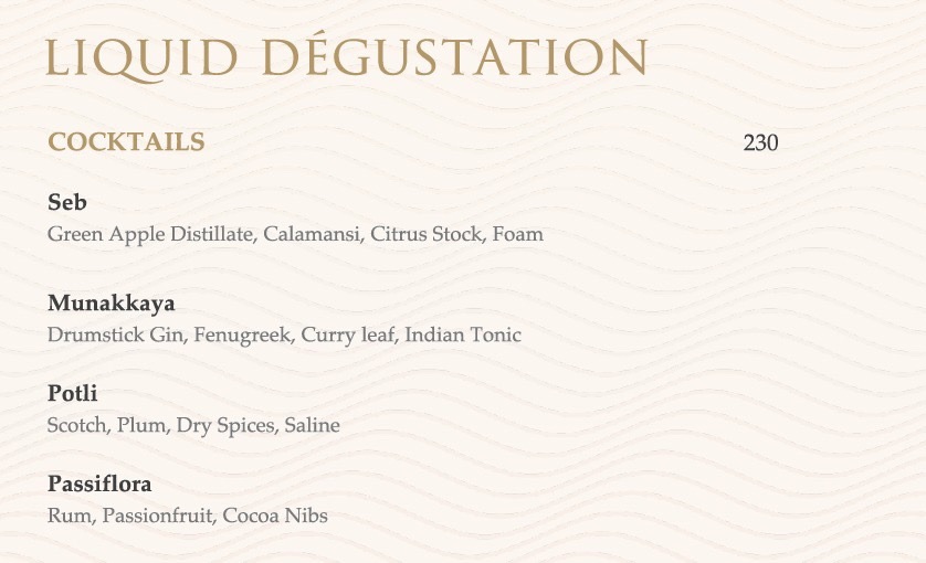 Liquid Degustation Menu