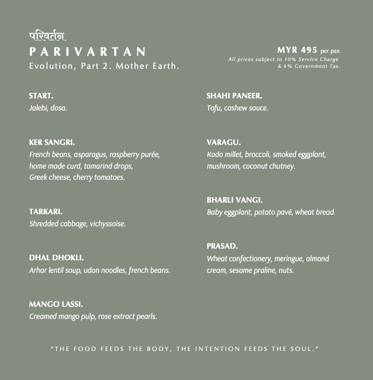 Parivartan Menu at FLOUR Restaurant