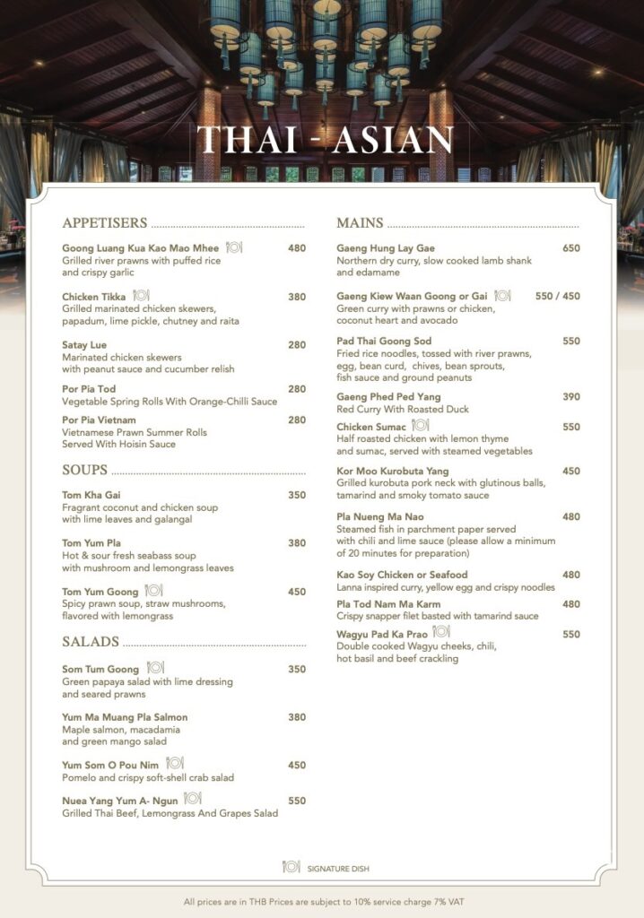 Palette Restaurant Menu Chiang Mai