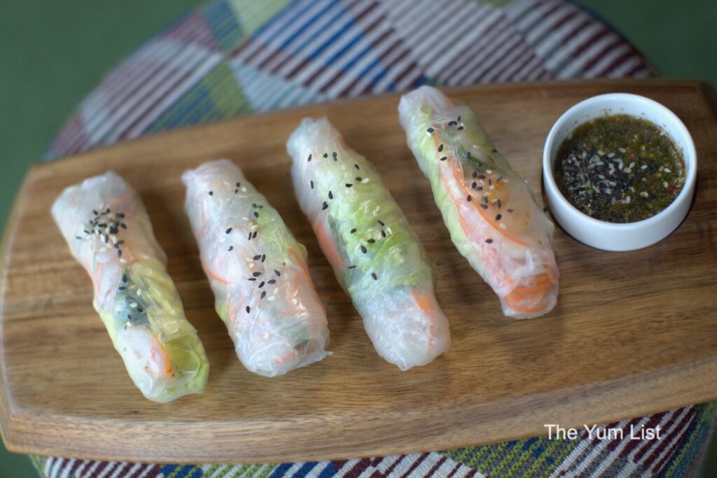 Wedge Range Golf Bar & Social Club, Petaling Jaya - Goi Cuon fresh spring rolls and sauce on wooden board