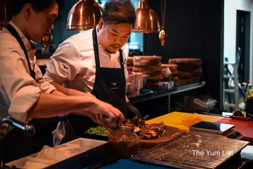 Beautiful steakhouse restaurant KL - Chef Daric Liu cooking steak