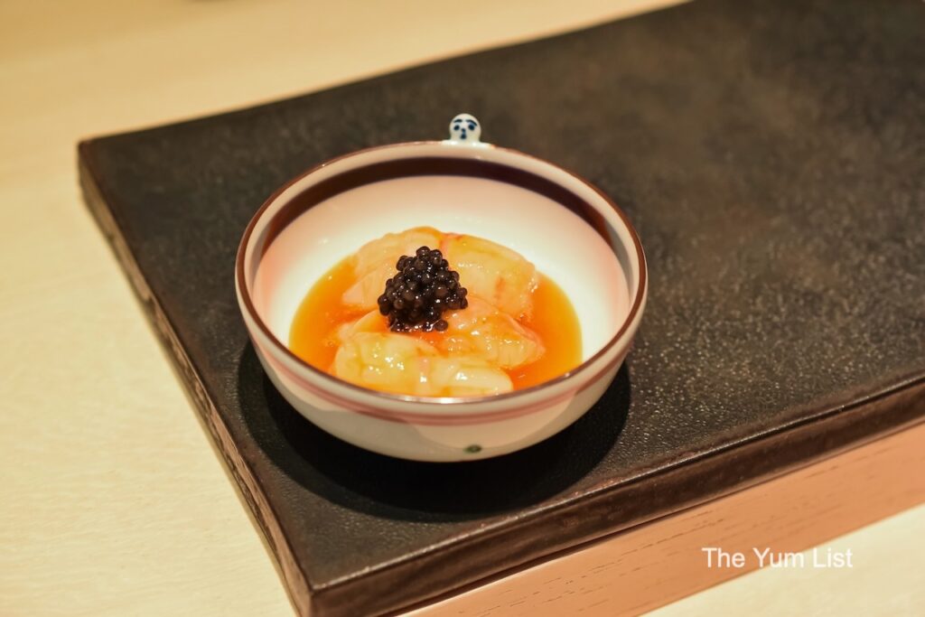 Japanese Omakase Restaurant KL Botan Ebi with Egg Yolk Sauce & Caviar