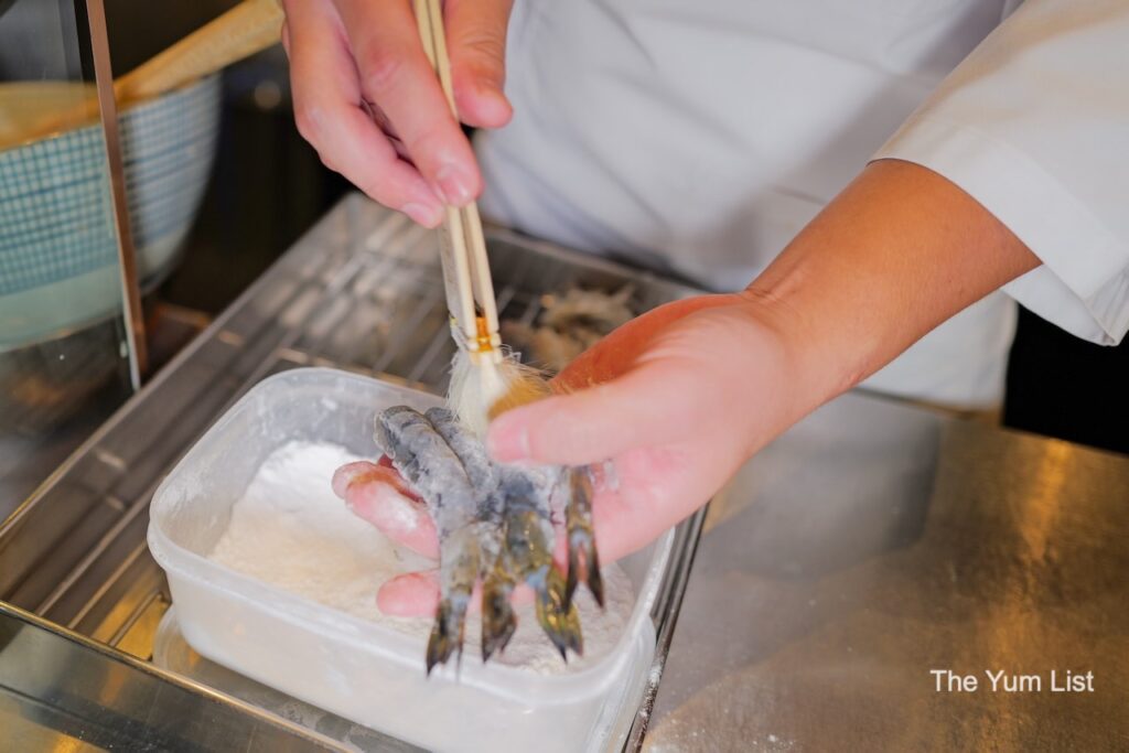 Omakase Restaurant Kuala Lumpur Menara Felda Lightly Dusting the Shrimp with Flour