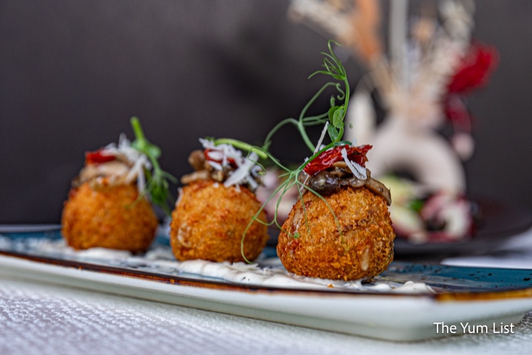 Sicilian Arancini on white plate Italian Restaurant Bangsar