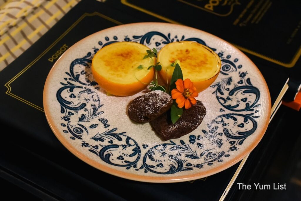 Orange Crème Brulee Poirot Fine Dining French Restaurant in a Train Carriage Khao Yai Thailand