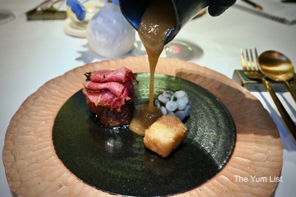 Thai Wagyu with Bamboo shoots, Yum Beans, Khao Tod and Bai Yanang Sauce