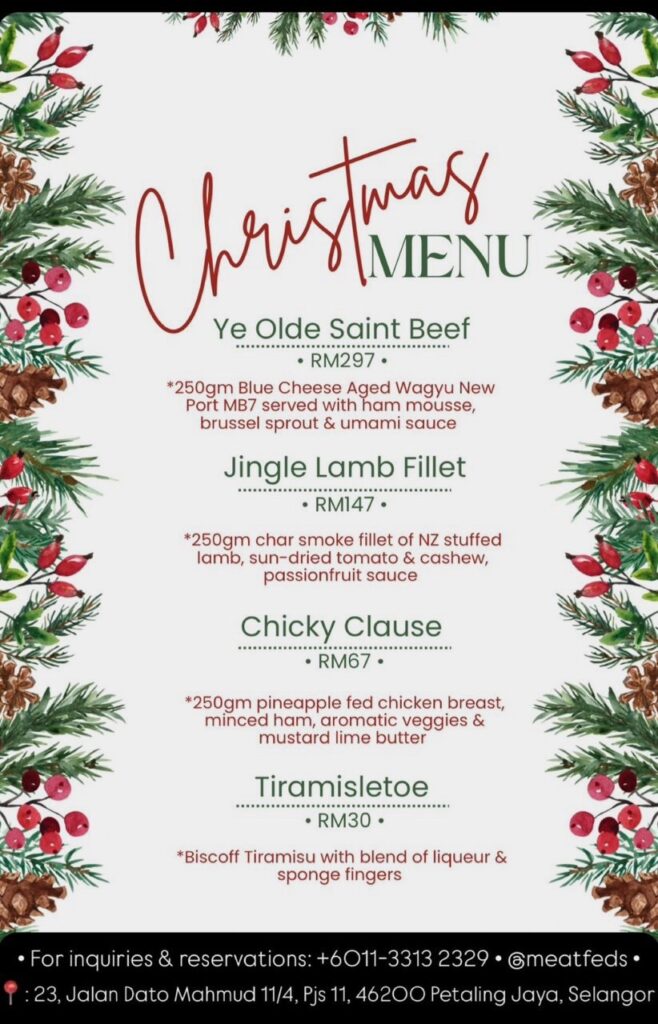 Meat Feds Xmas Menu