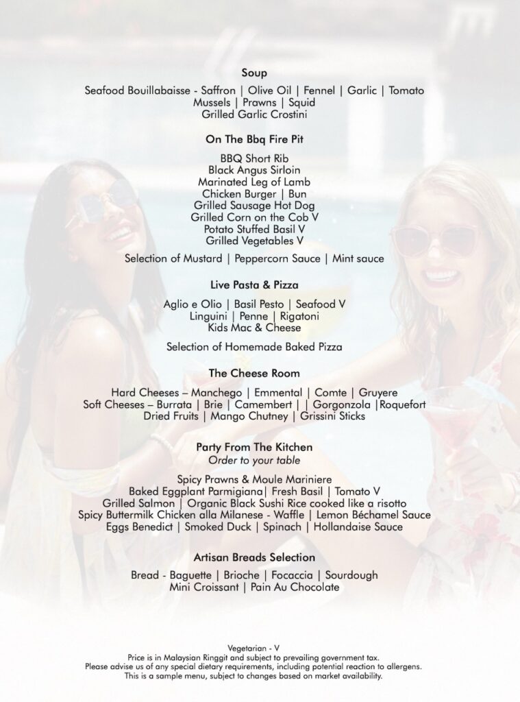 Riviera Poolside Brunch by Nizza Menu & Prices