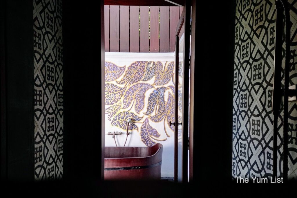 Looking from the Shower to the Outdoor Bathtub
