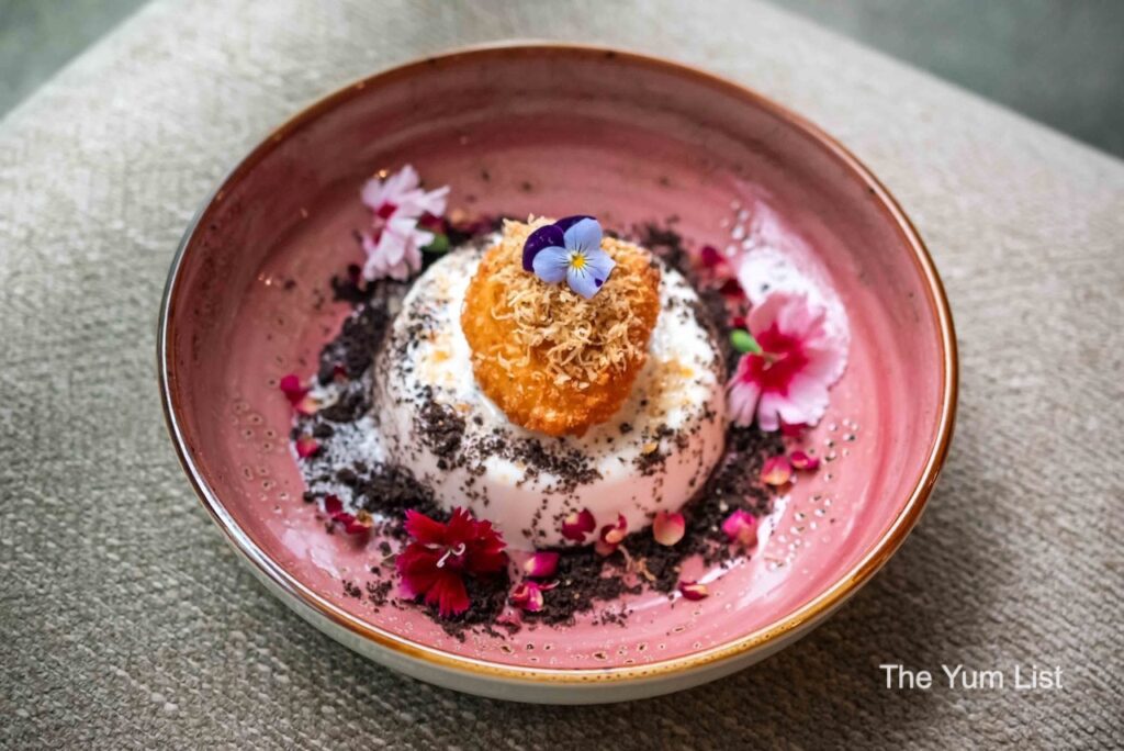 Coconut Panna Cotta with Golden Nangka Goreng