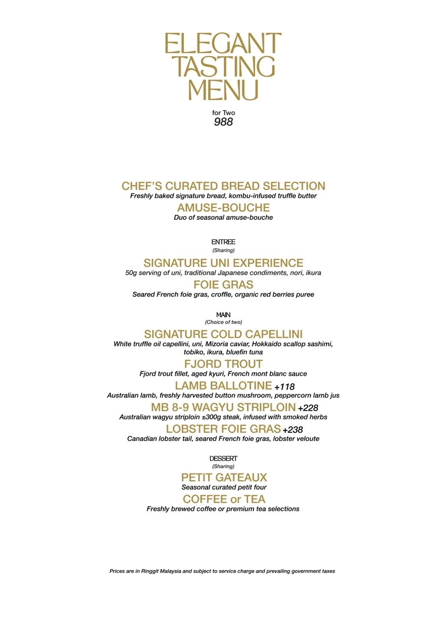 Elegant Fine Food Menu 