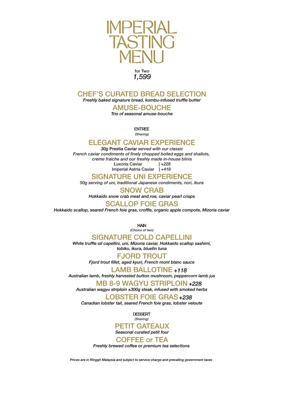 Elegant Fine Food Menu 