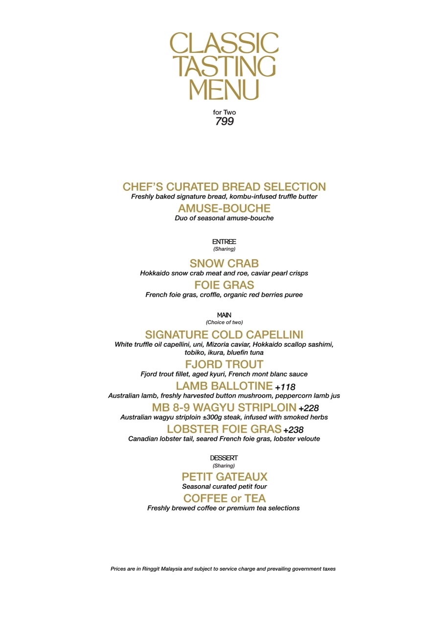 Elegant Fine Food Menu 