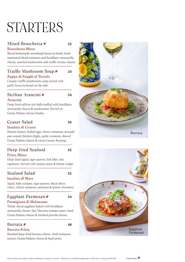 Portofino Menu - Bangsar South