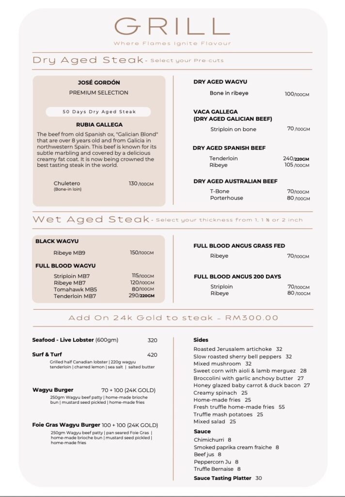 Best Steak in the World Menu