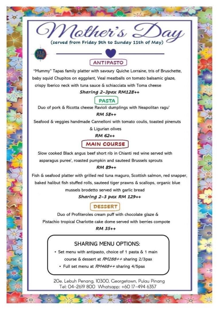 Via Pre Kuala Lumpur - Italian Restaurant Mother's Day Malaysia 2025