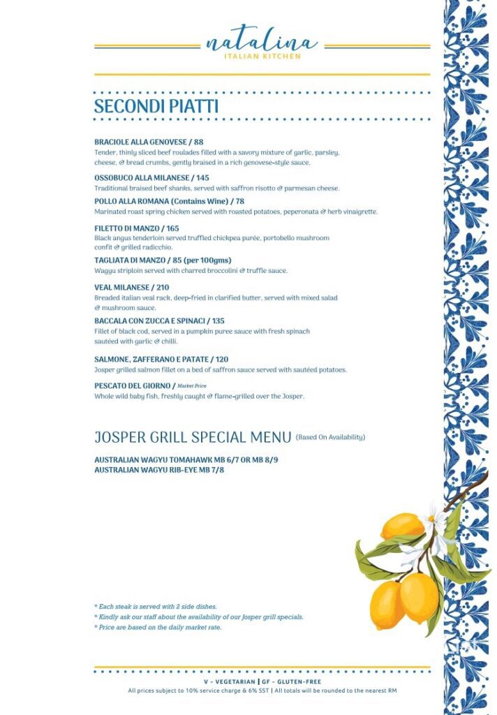 Italian Summer Menu Secondi Piatti
