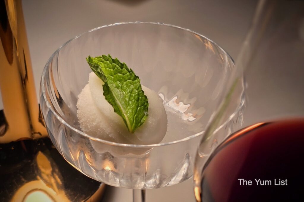 Palate Cleansing Sorbet Yuzu Sorbet Mint Leaves